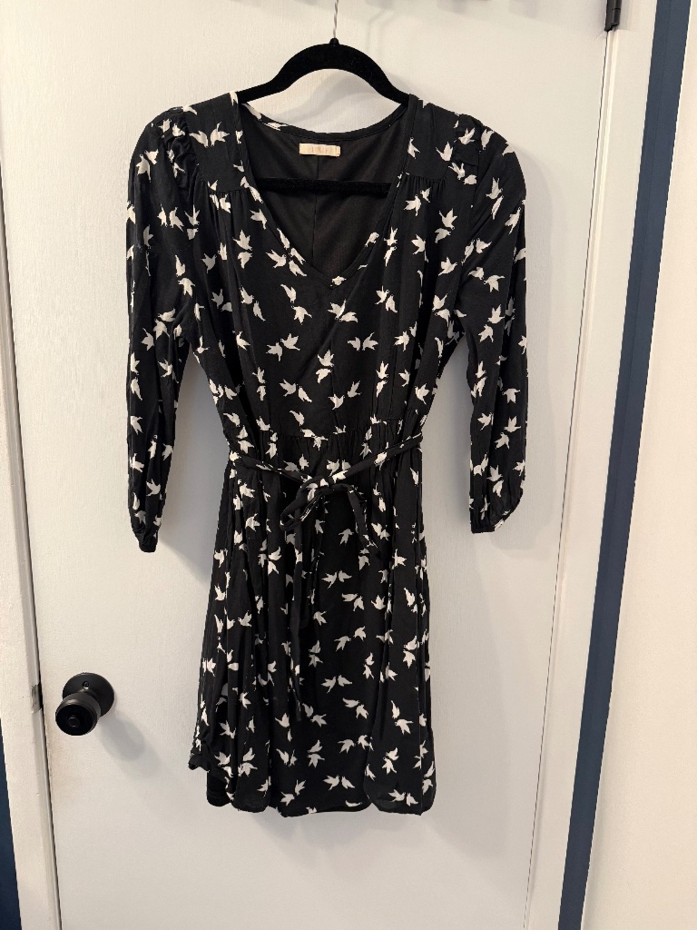 Black dress with birds